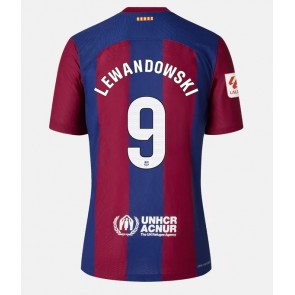 Lacne Muži Futbalové dres Barcelona Robert Lewandowski #9 2023-24 Krátky Rukáv - Domáci